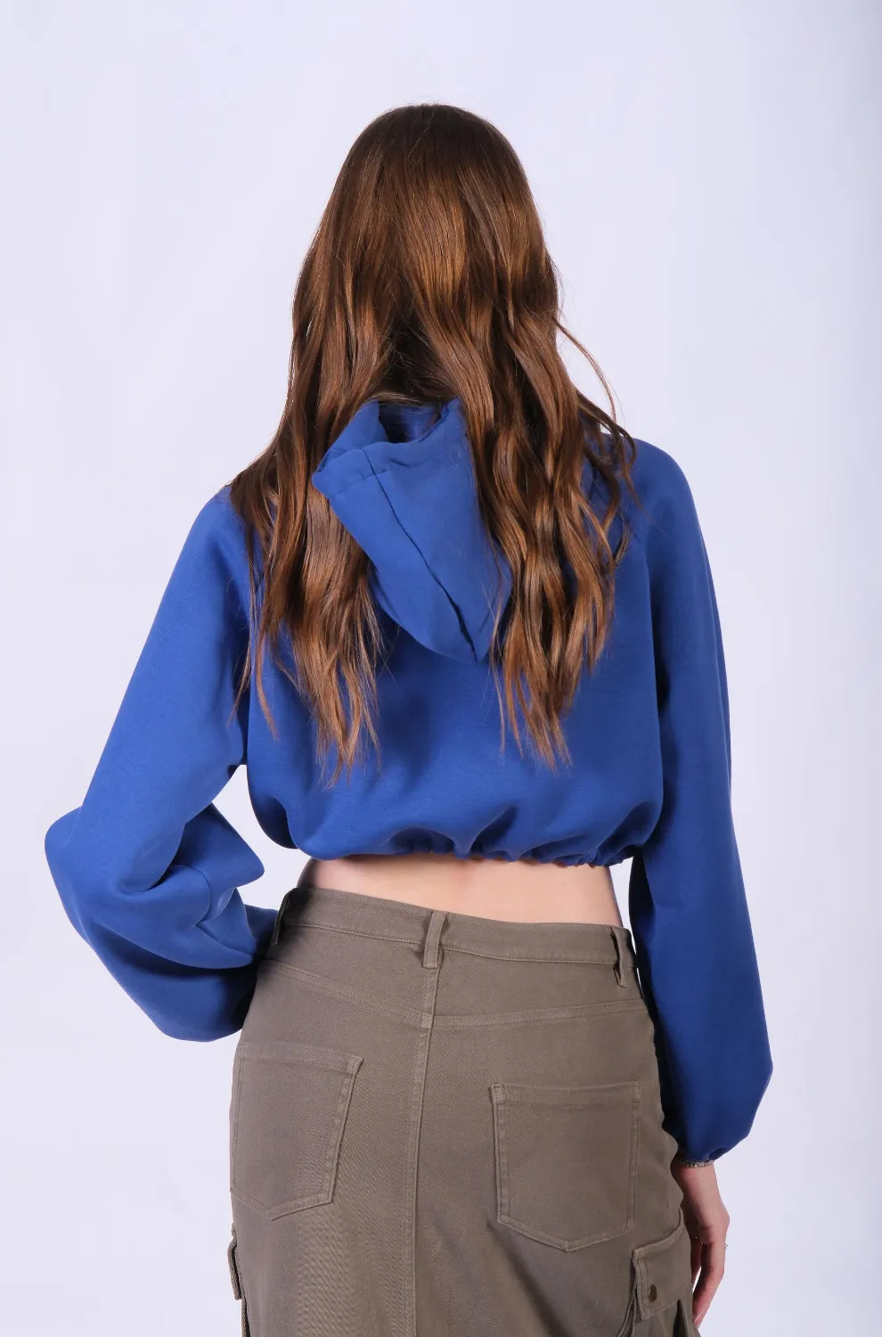 Oversize Kapüşonlu Mavi Sweatshirt