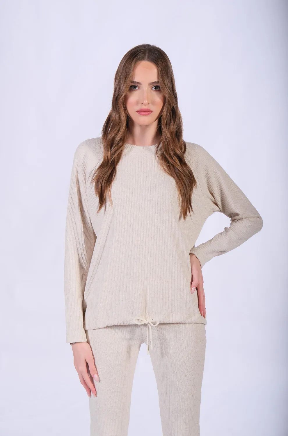 Oversize Kaşkorse Yuvarlak Yaka Sweatshirt