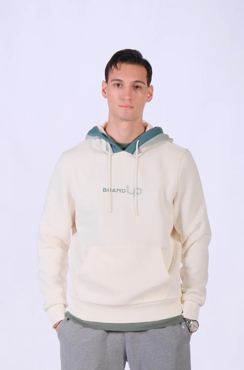 Regular Fit Üç Renk Kapşonlu Sweatshirt