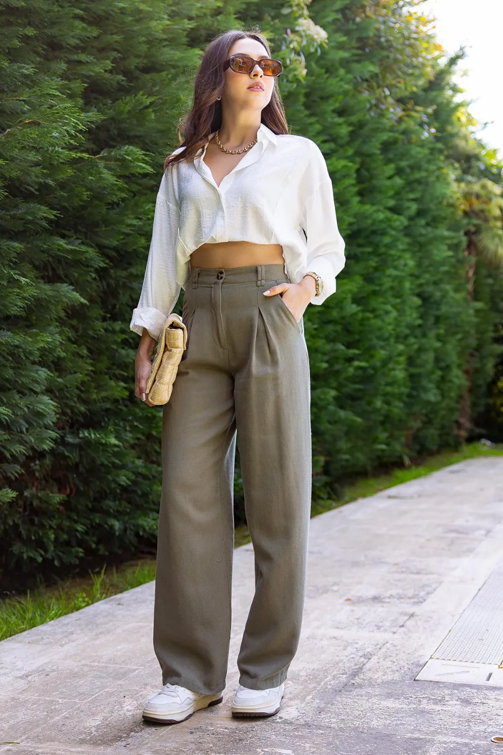 Bol Paça Cepli Pantolon - HAKİ