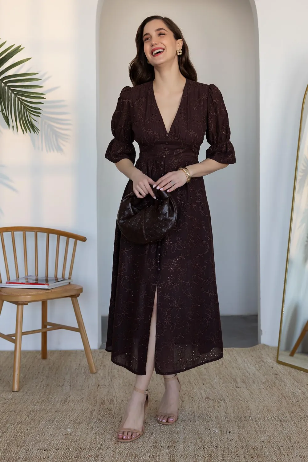 Fisto Maxi Elbise - KAHVERENGİ