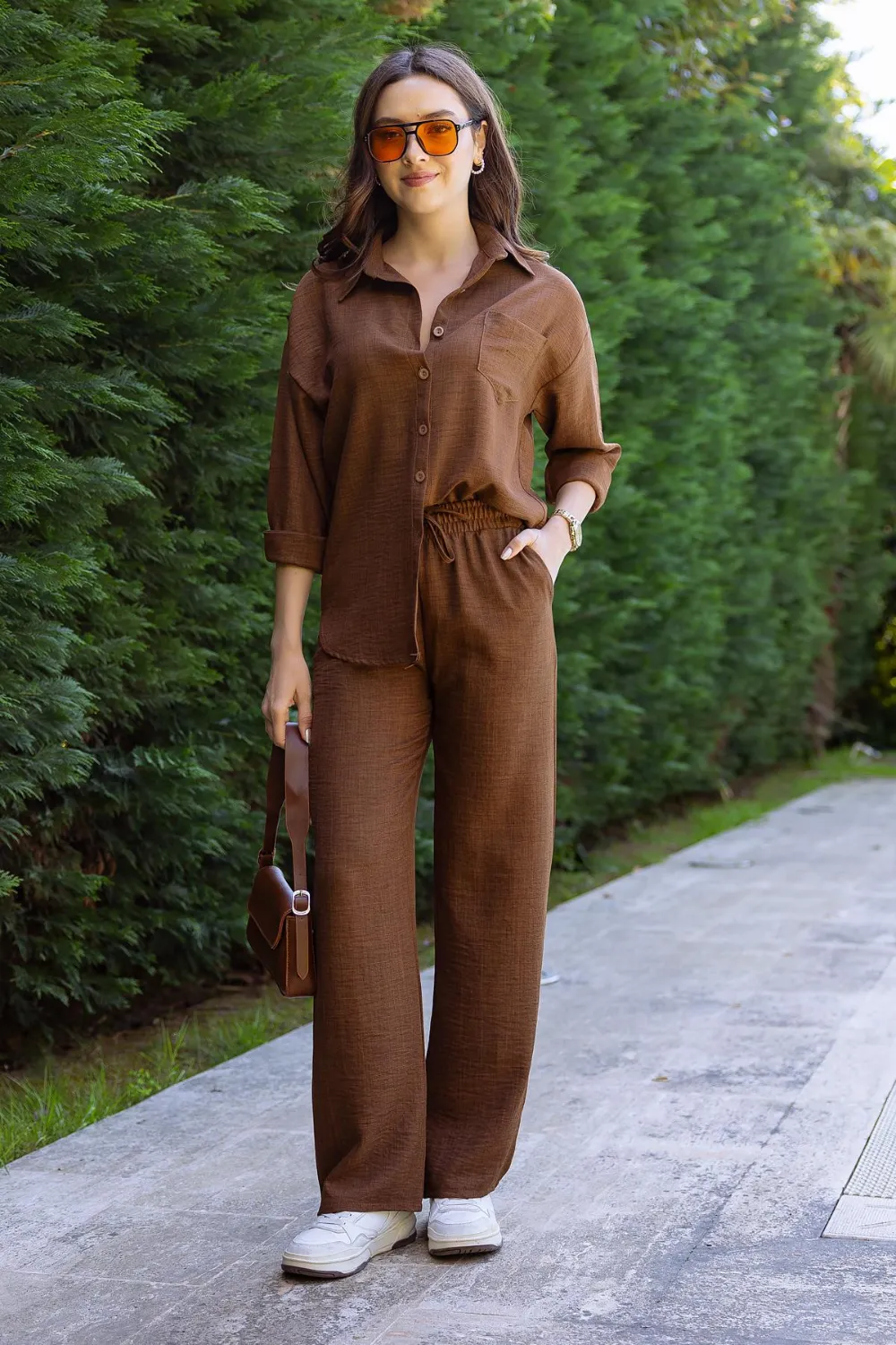 Gömlek Pantolon Takım - KAHVERENGİ