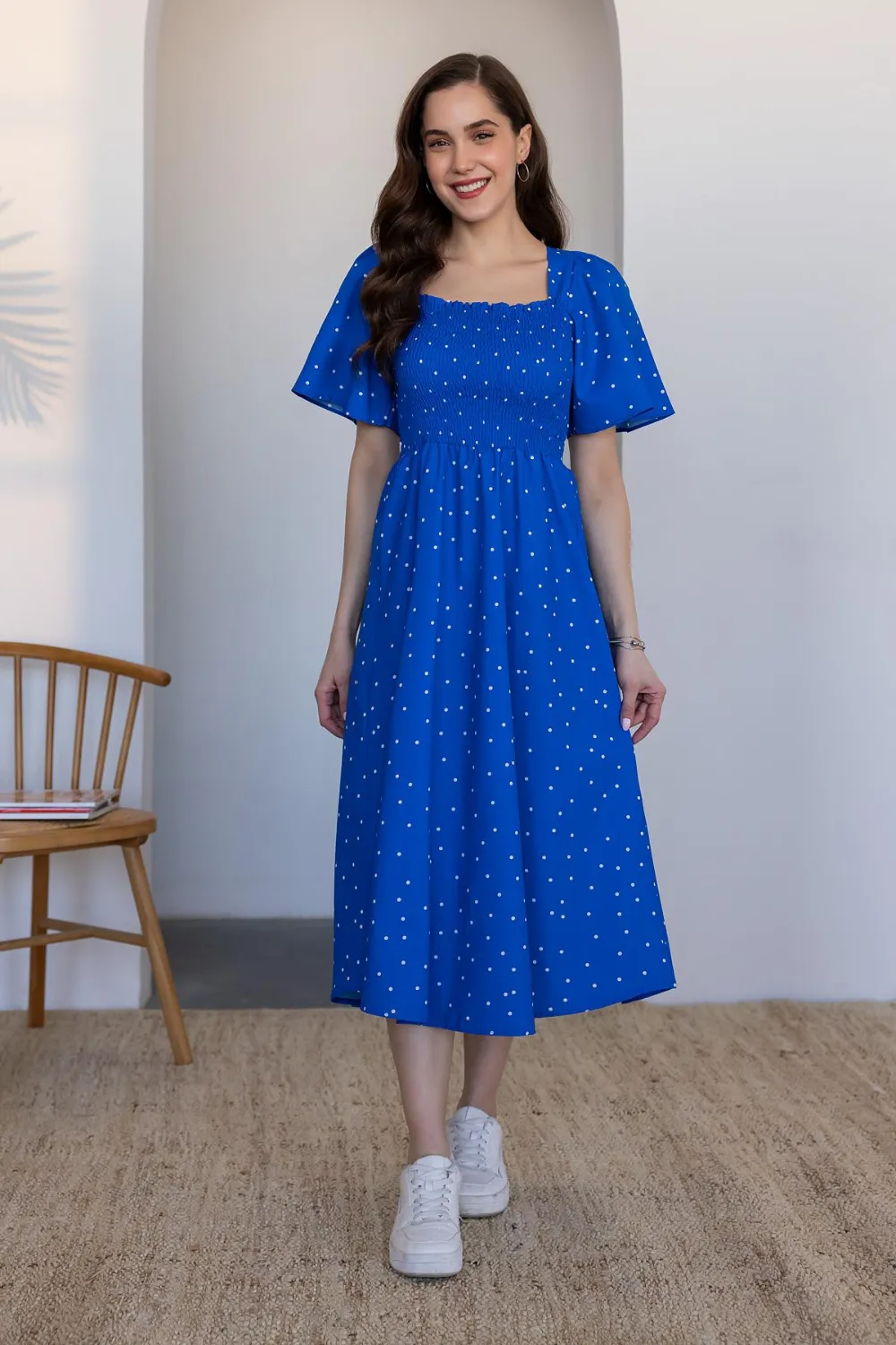 Puantiye Desenli Elbise - SAKS