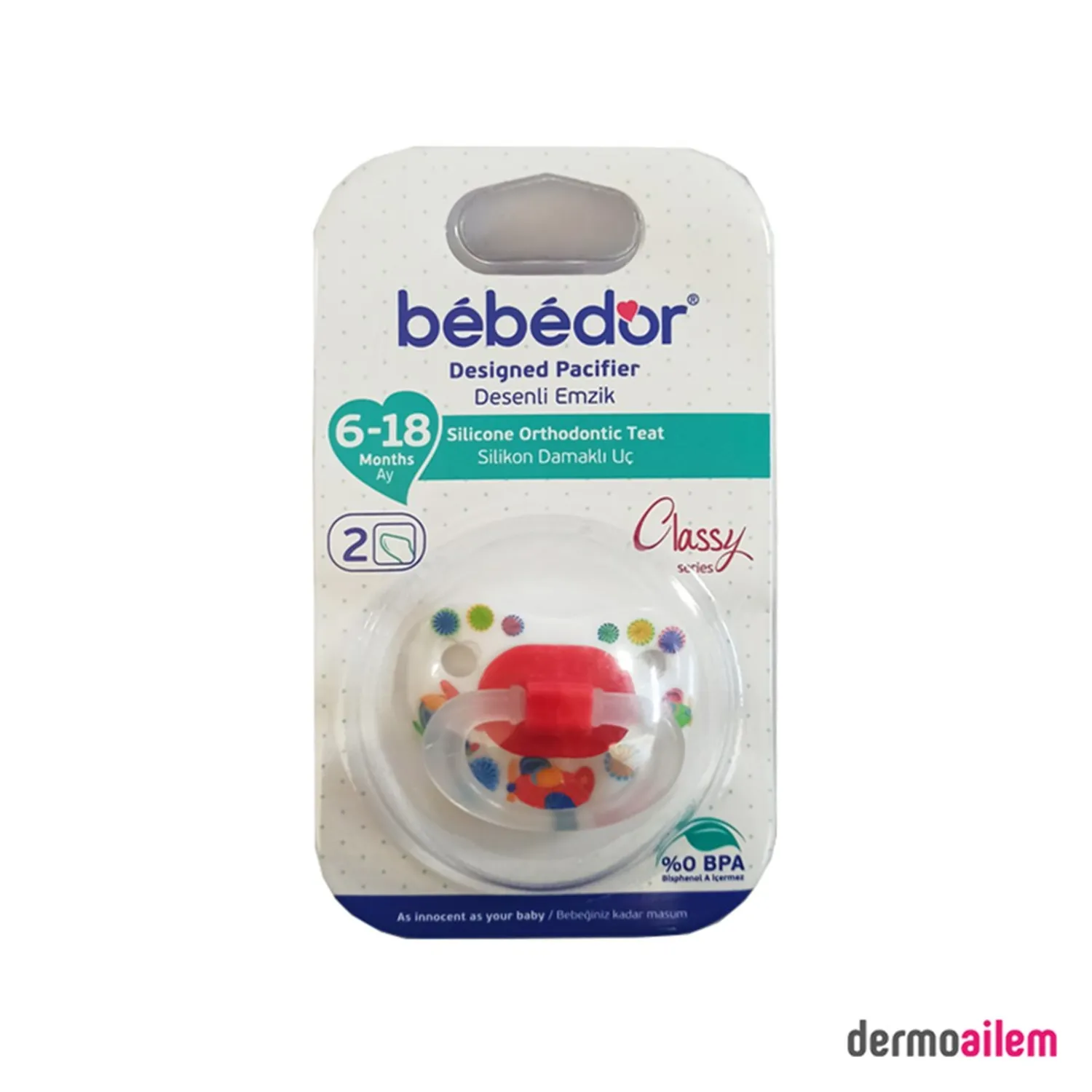 Bebedor Desenli Emzik Silikon Damaklı Uç Klasik Serisi 6-18 Ay Uçak