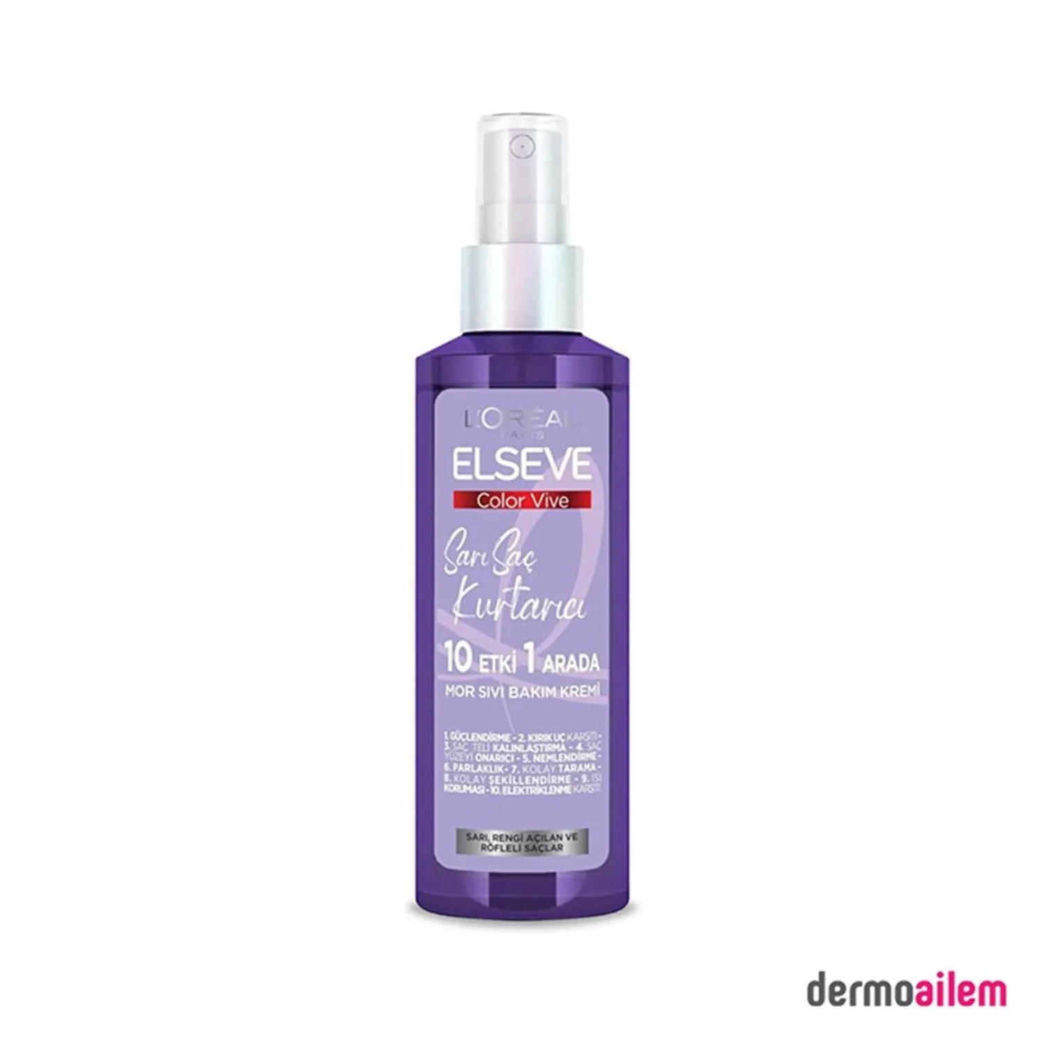 Loreal Elseve Sarı Saç Kurtarıcı 10 Etkili Mor Sıvı Bakım Kremi 150 ml