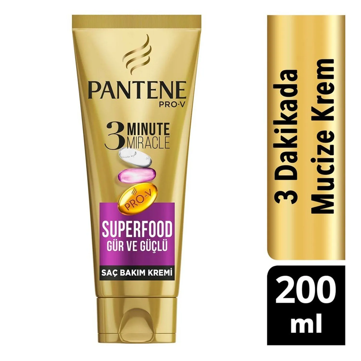 Pantene 3 Minute Saç Bakım Kremi Süperfood Gür ve Güçlü 200 ML