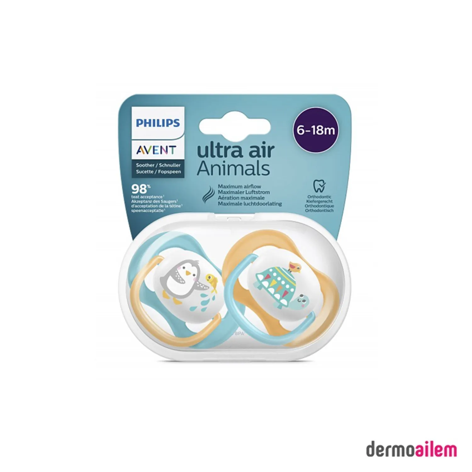 Philips Avent Ultra Air Animals Emzik 6-18 Ay Erkek SCF08007