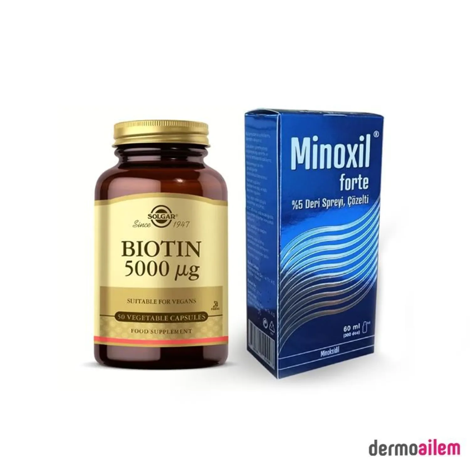 Solgar Biotin 5000 mcg 50 Kapsül + Hediye Saç Bakım Spreyi