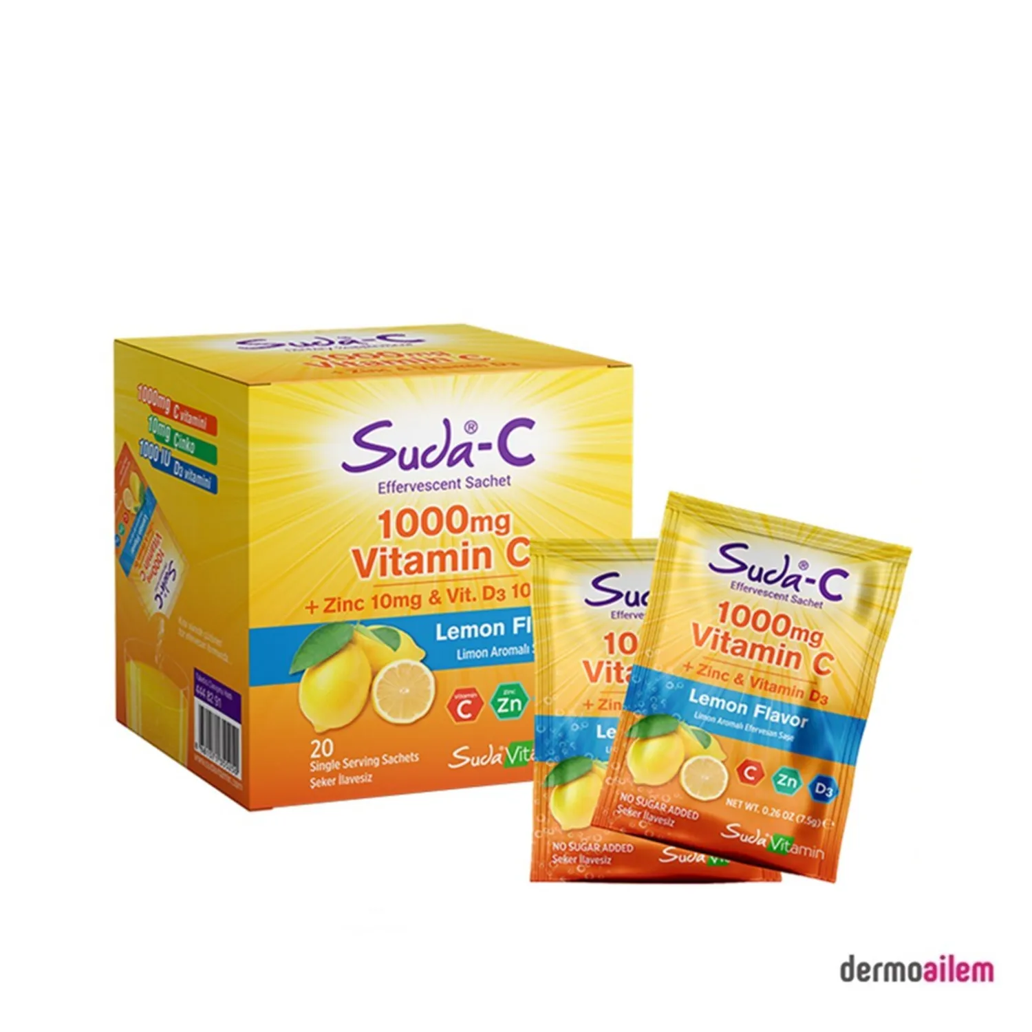 Suda Vitamin C Limon 1000 mg 20 Saşe (SKT:31/12/2023)