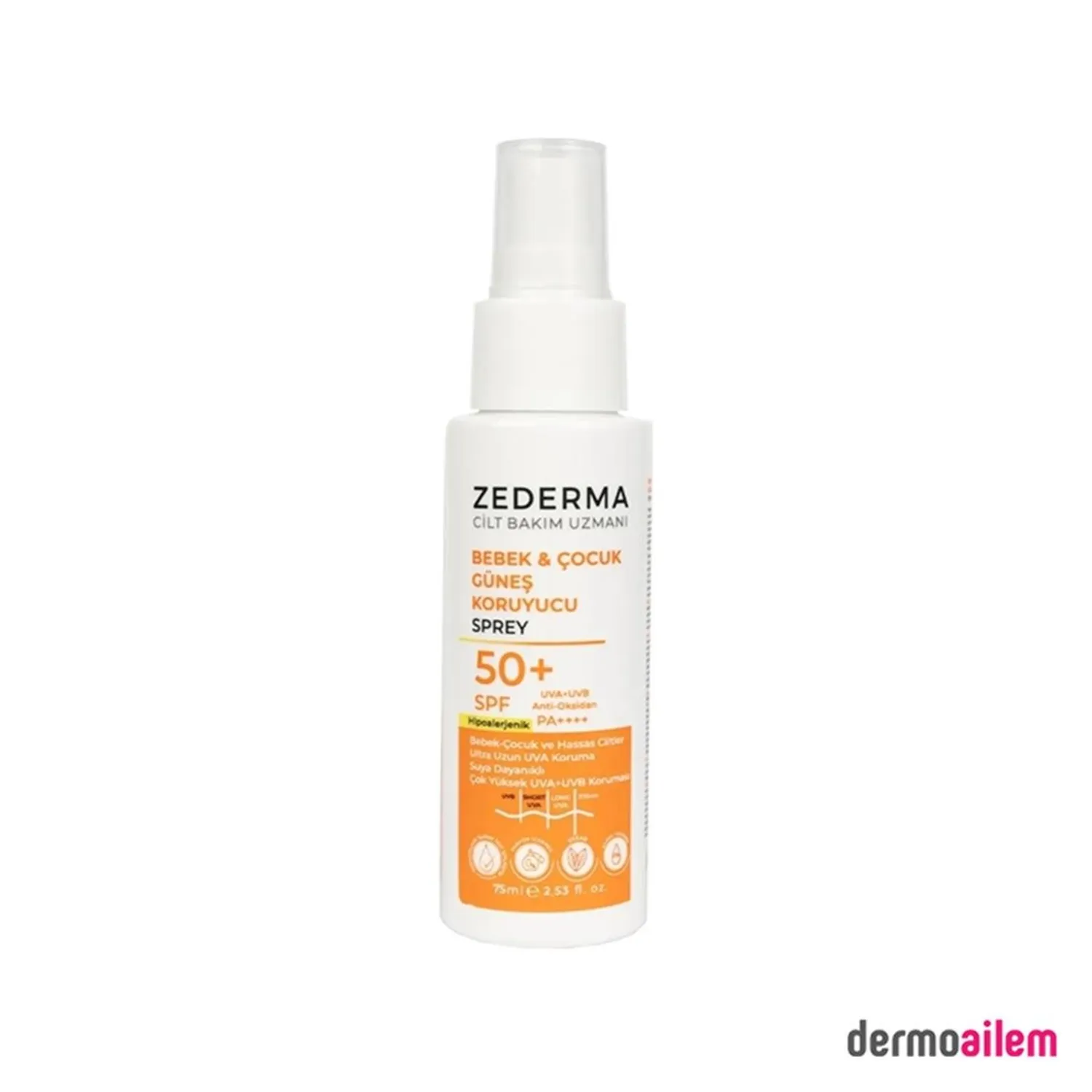 Zederma Spf 50 Bebek ve Çocuk Güneş Koruyucu Sprey 75 ml