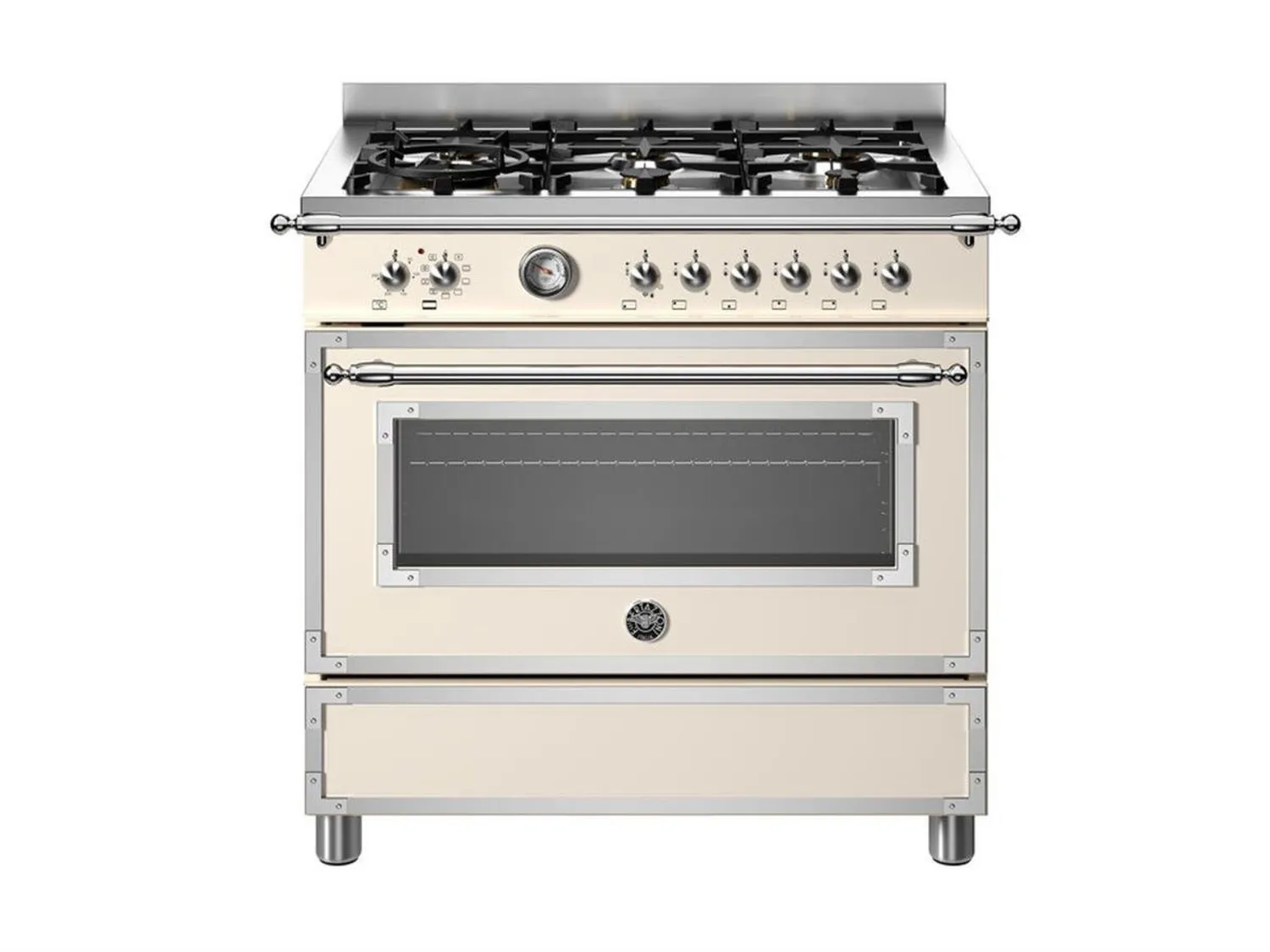 Bertazzoni HER96L1EAVT Gazlı Kuzine 6 Gözlü 90 cm Fildişi