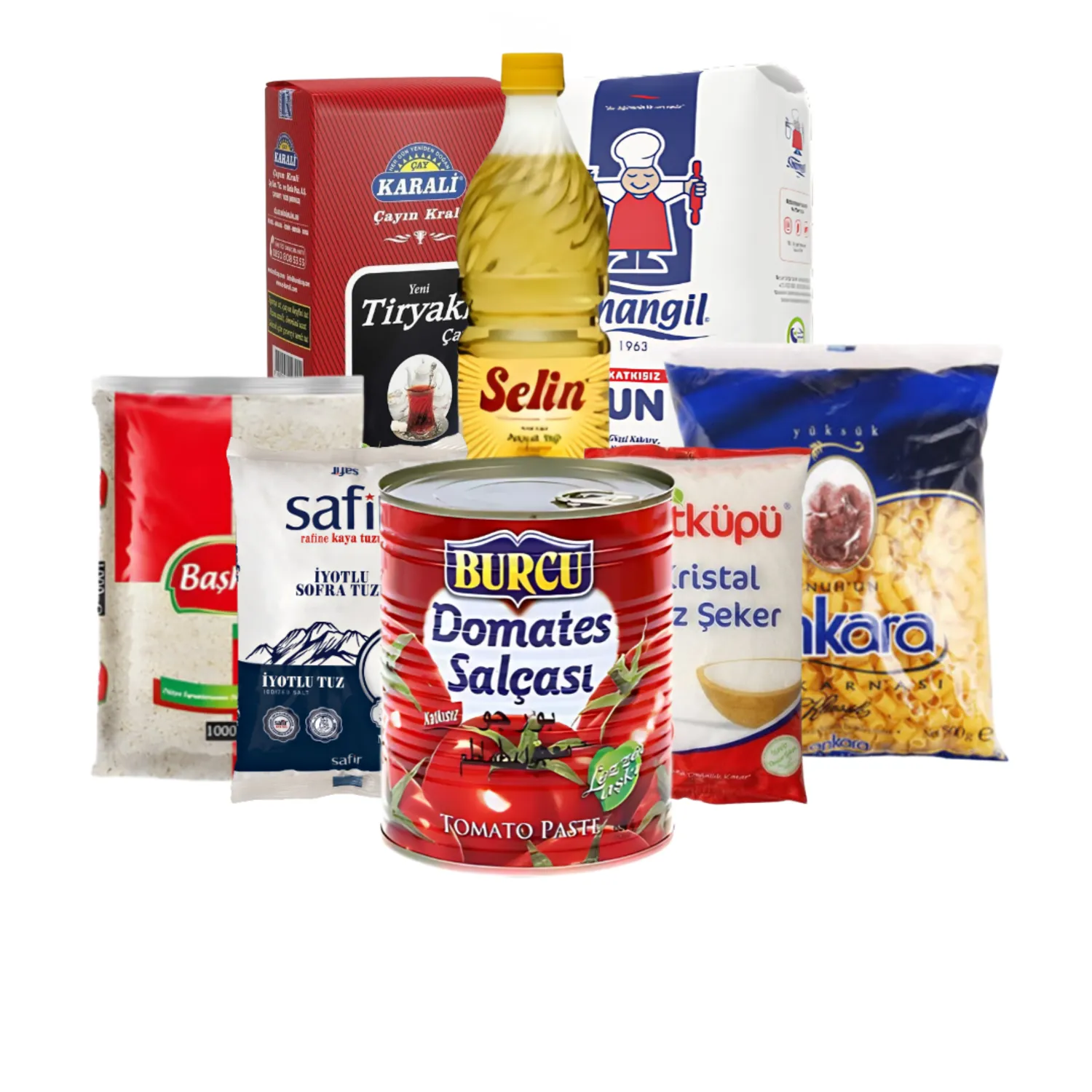 Mutfak Temel Gıda Seti 4 – Yağ, Un, Şeker, Tuz, Pirinç, Makarna, Salça, Çay