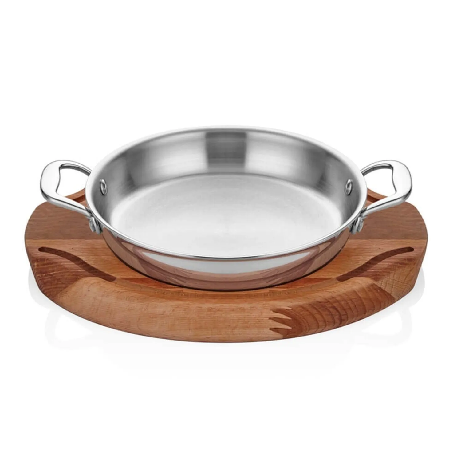 Elit Multi Metal Çelik Yumurta Sahanı, Ahşap Nihale, 18 Cm