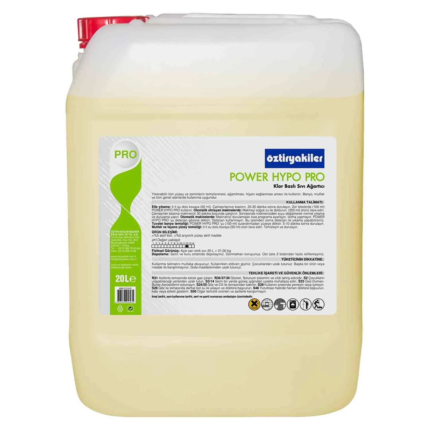 Öztiryakiler Hypo Pro Klor Bazlı Sıvı Ağartıcı Çamaşır Suyu