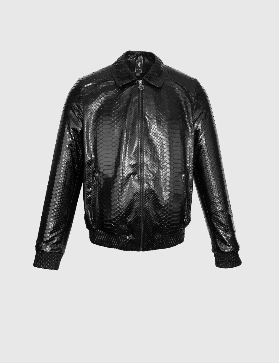 Alfie Erkek Hakiki Yılan Deri Ceket Siyah