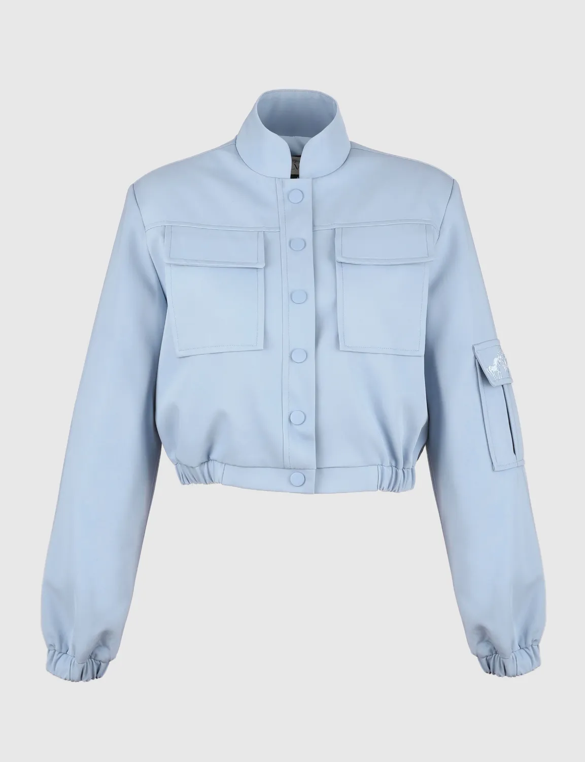 Ambra Mavi Crop Bomber Kadın Ceket