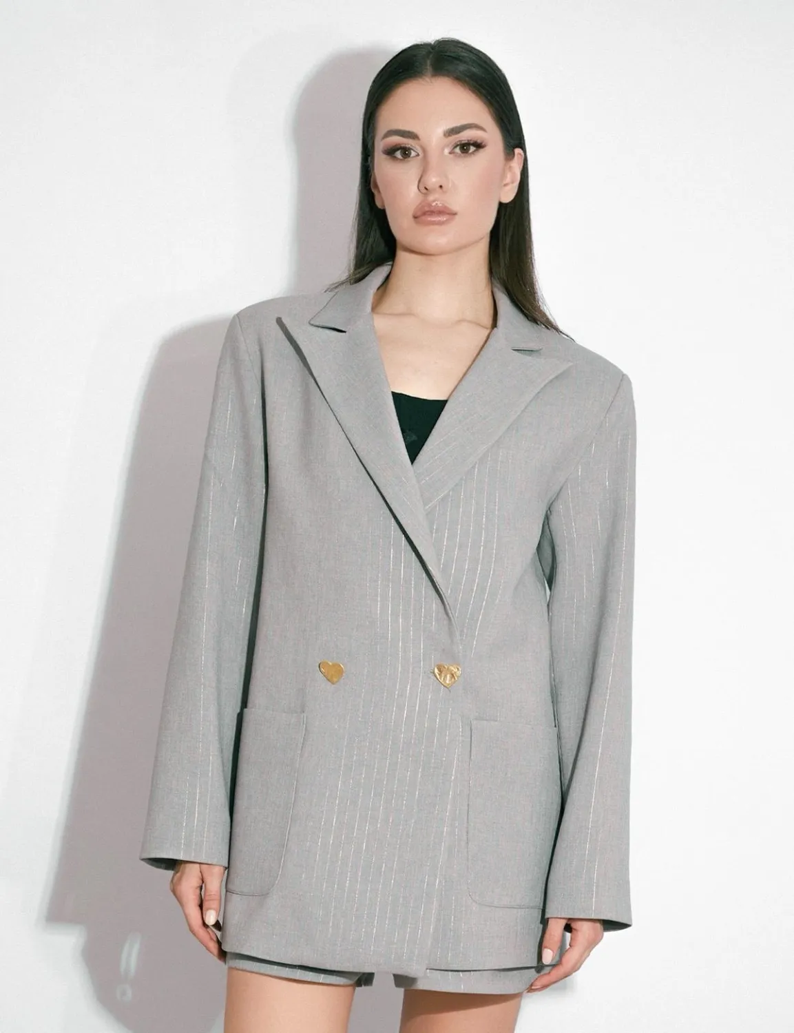 Annalisa Gri Oversize Kadın Ceket