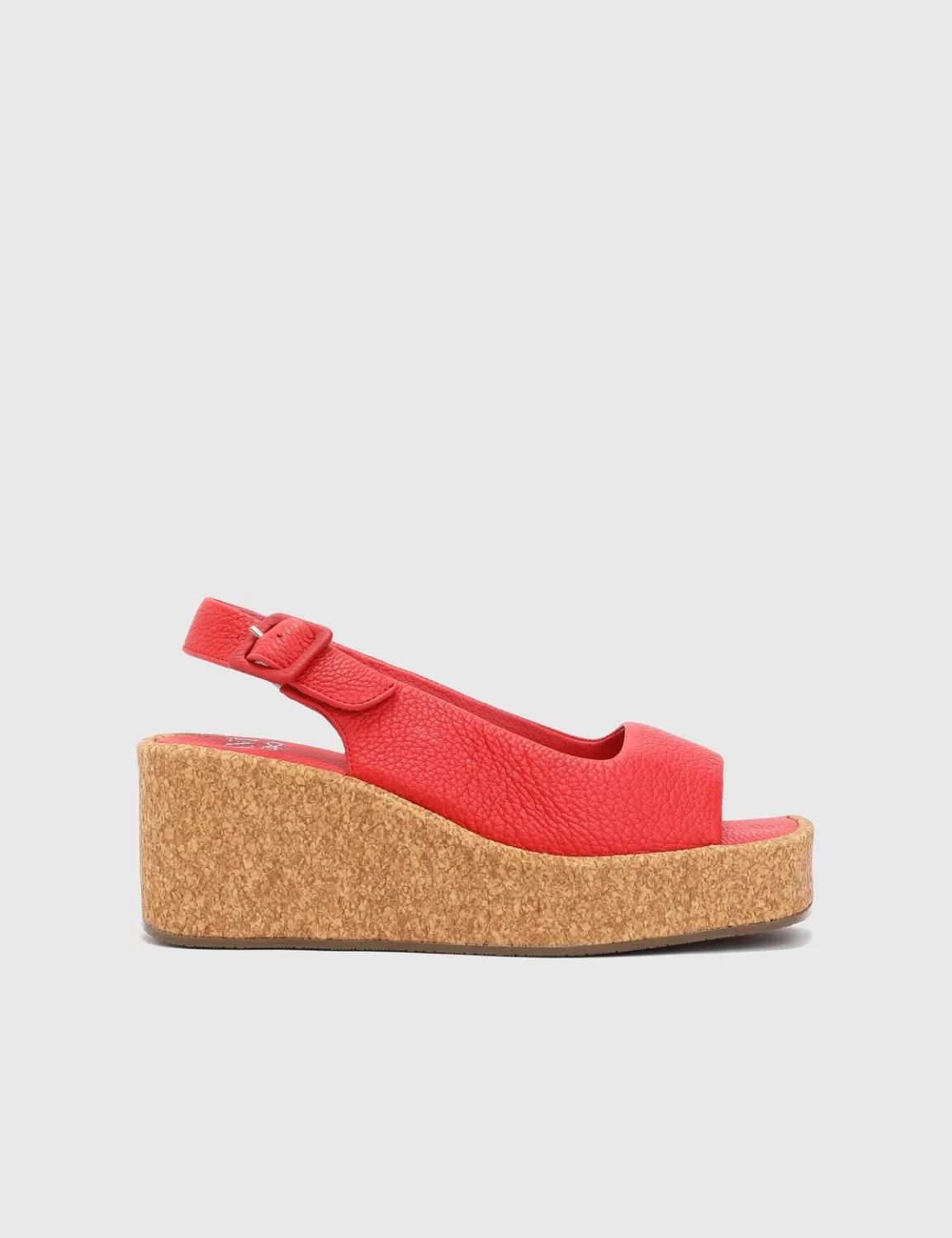 Katalin Hakiki Floter Deri Kadın Kırmızı Topuklu Sandalet