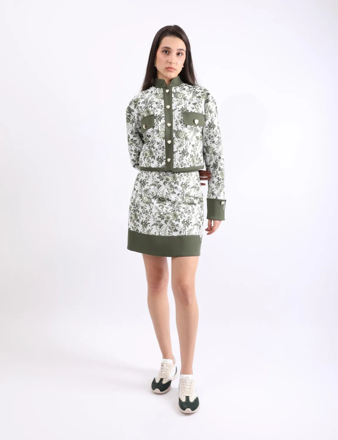 Lalita Yeşil Çiçek Desenli Kadın Etek