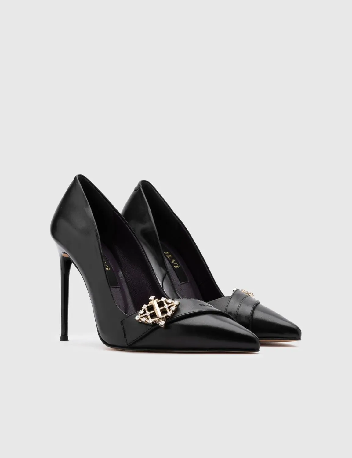 Lobe Hakiki Deri Kadın Siyah Stiletto