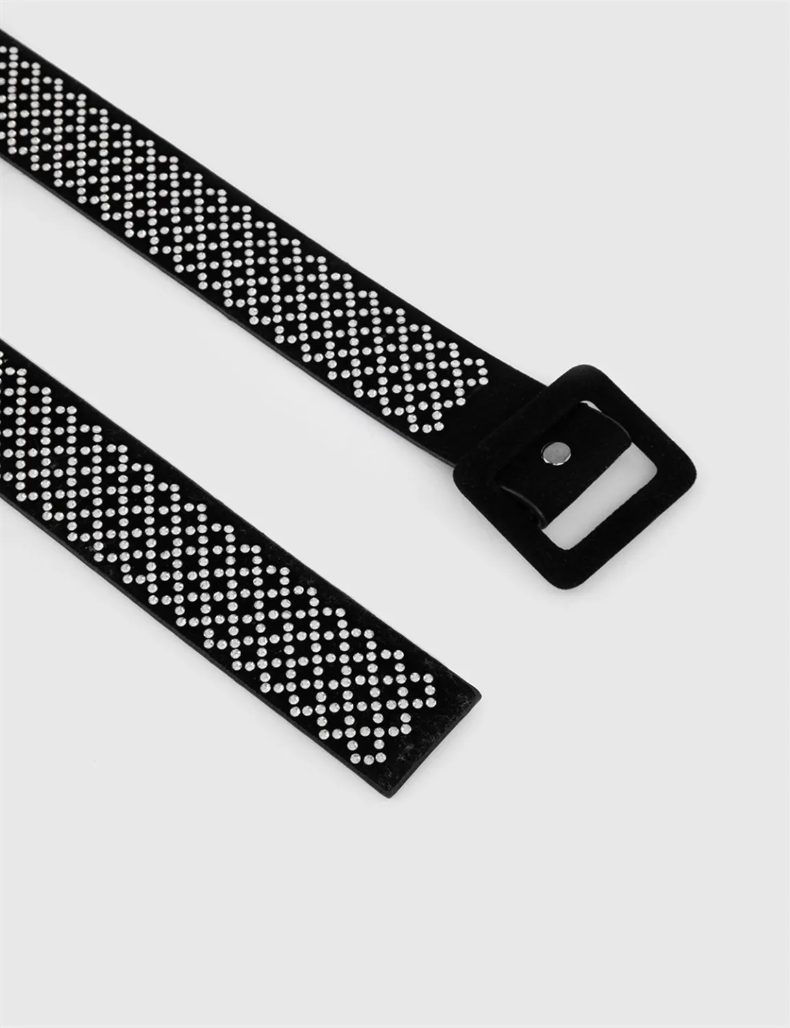 Maisur Kadın Kemer Siyah Süet Taşlı