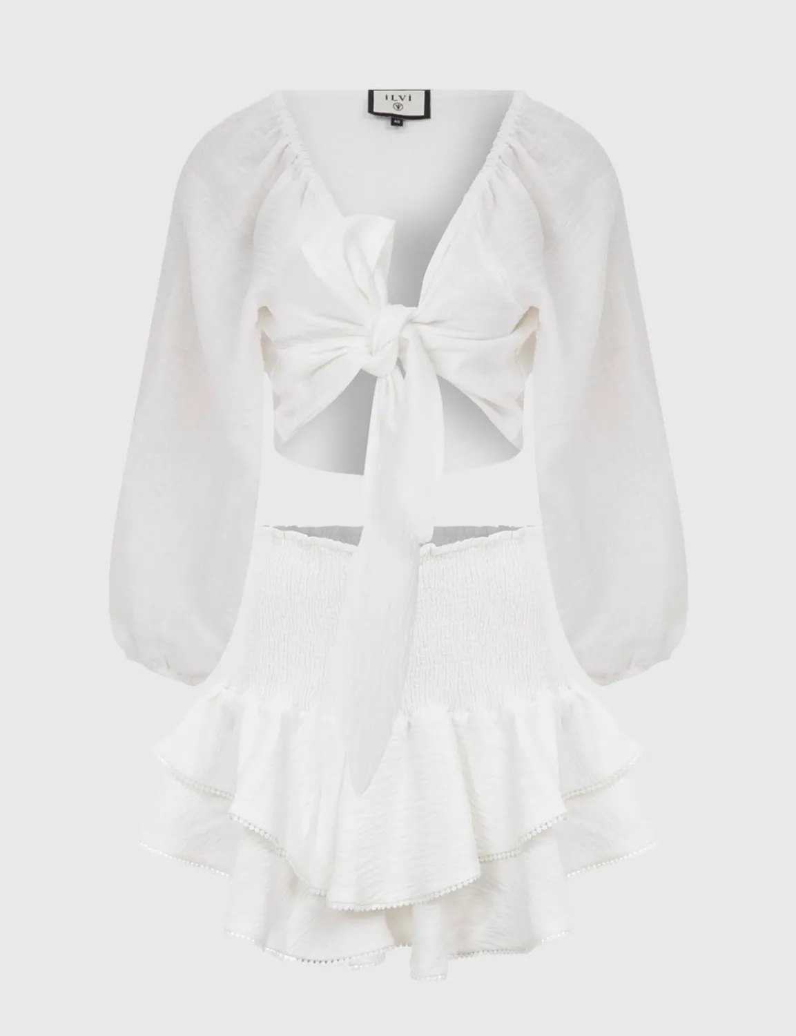 Melena Kadın Etek Crop Takım Beyaz