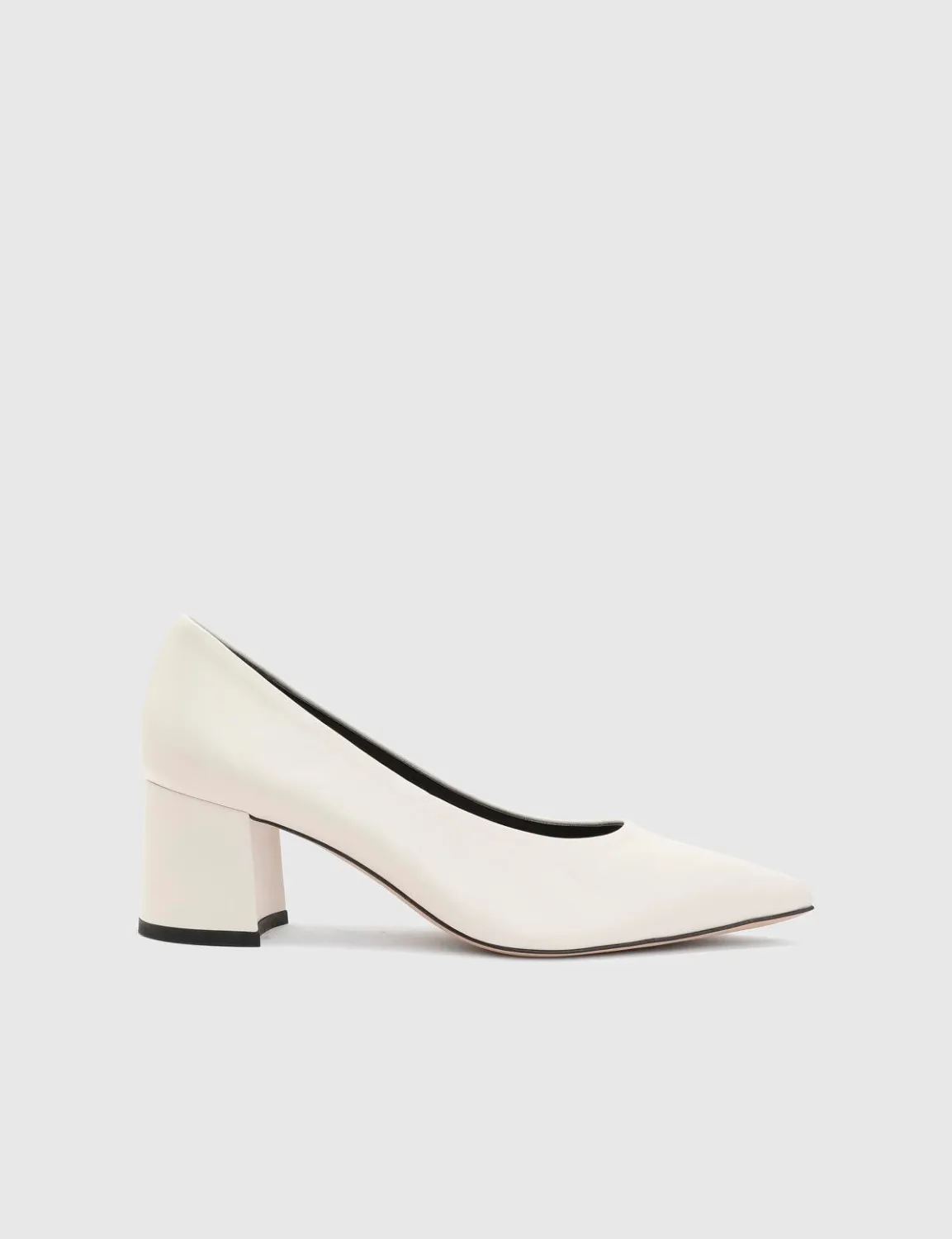 Polina Hakiki Deri Kadın Krem Topuklu Ayakkabı