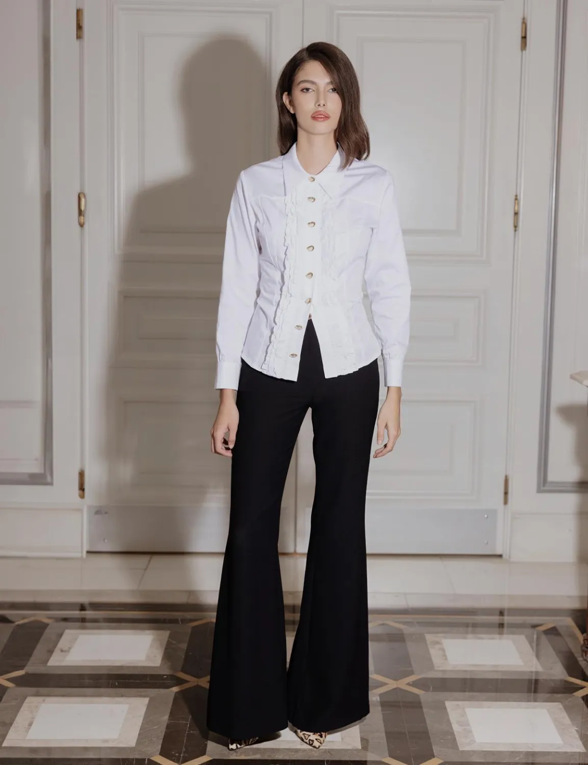 Ruffle Kadın Beyaz Gömlek