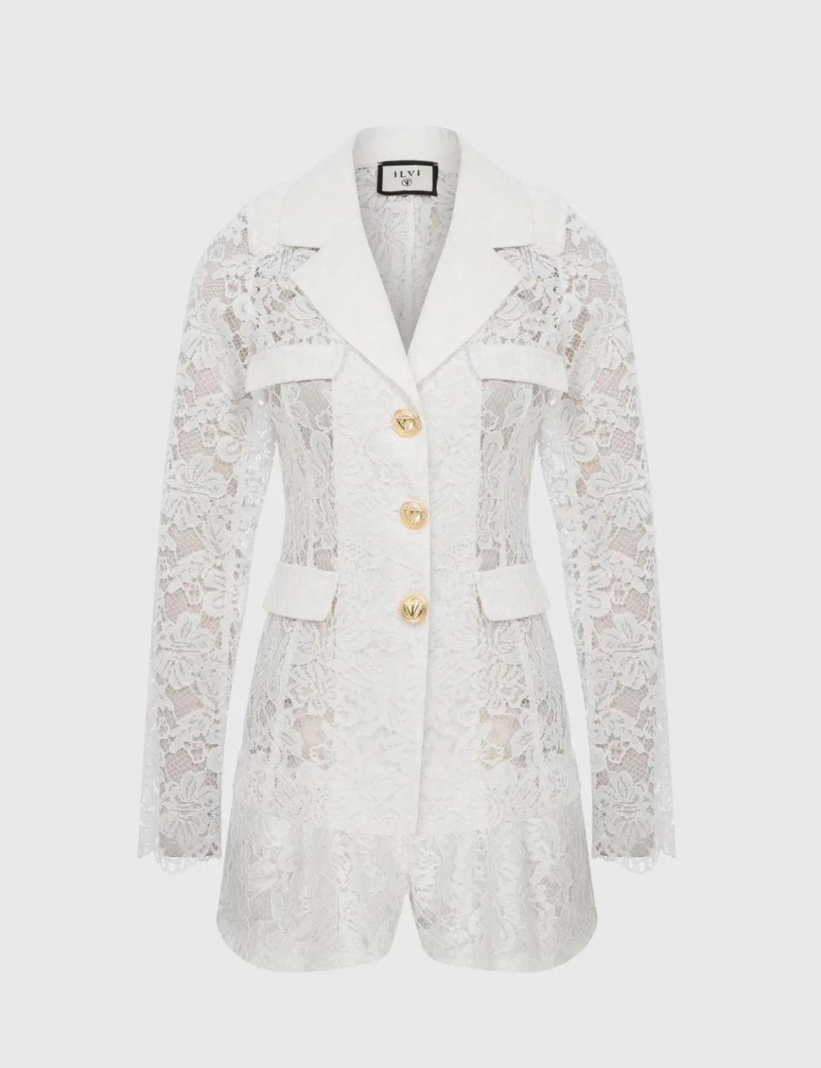 Slania Kadın Ceket Şort Takım Beyaz