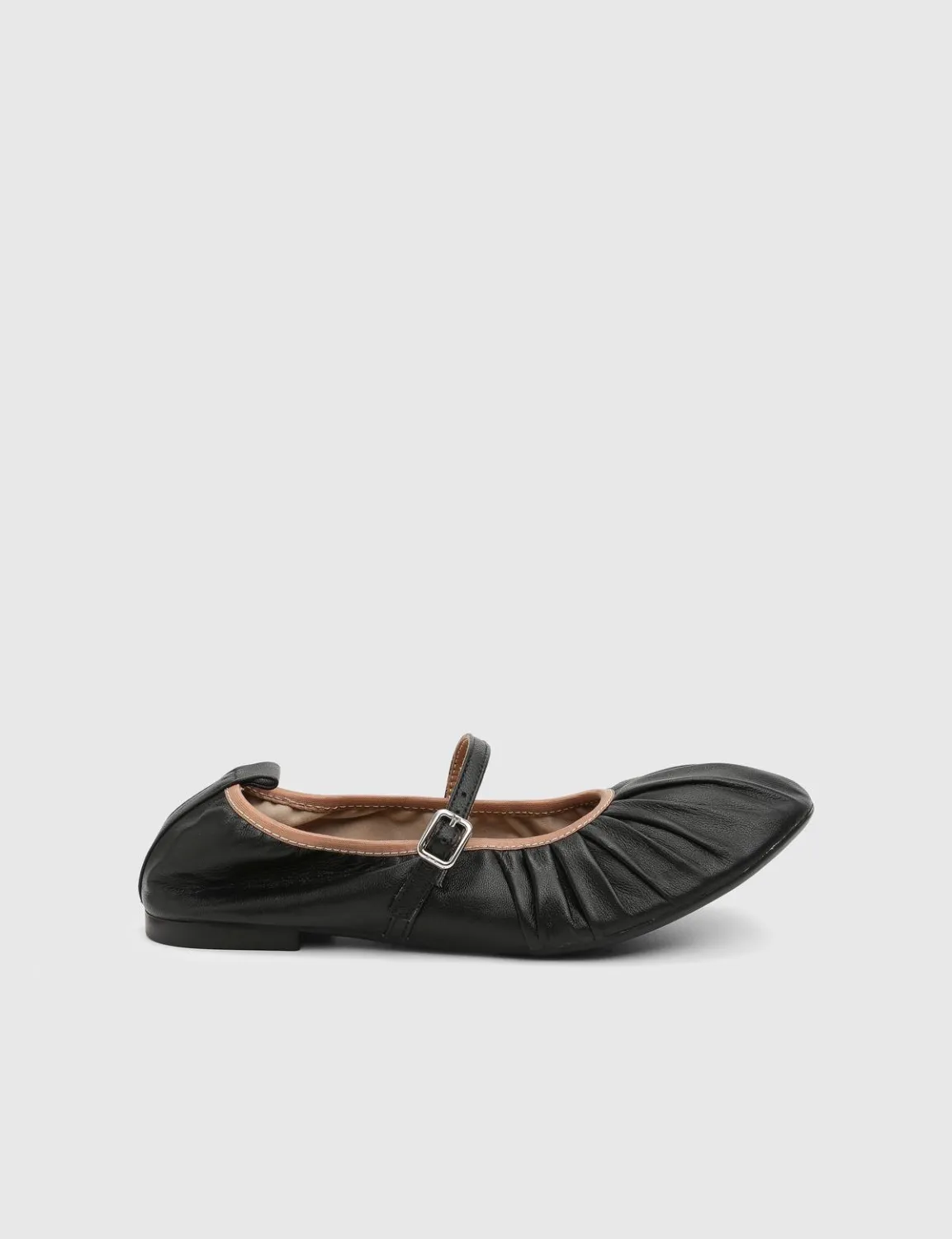 Stragier Hakiki Deri Kadın Siyah Babet