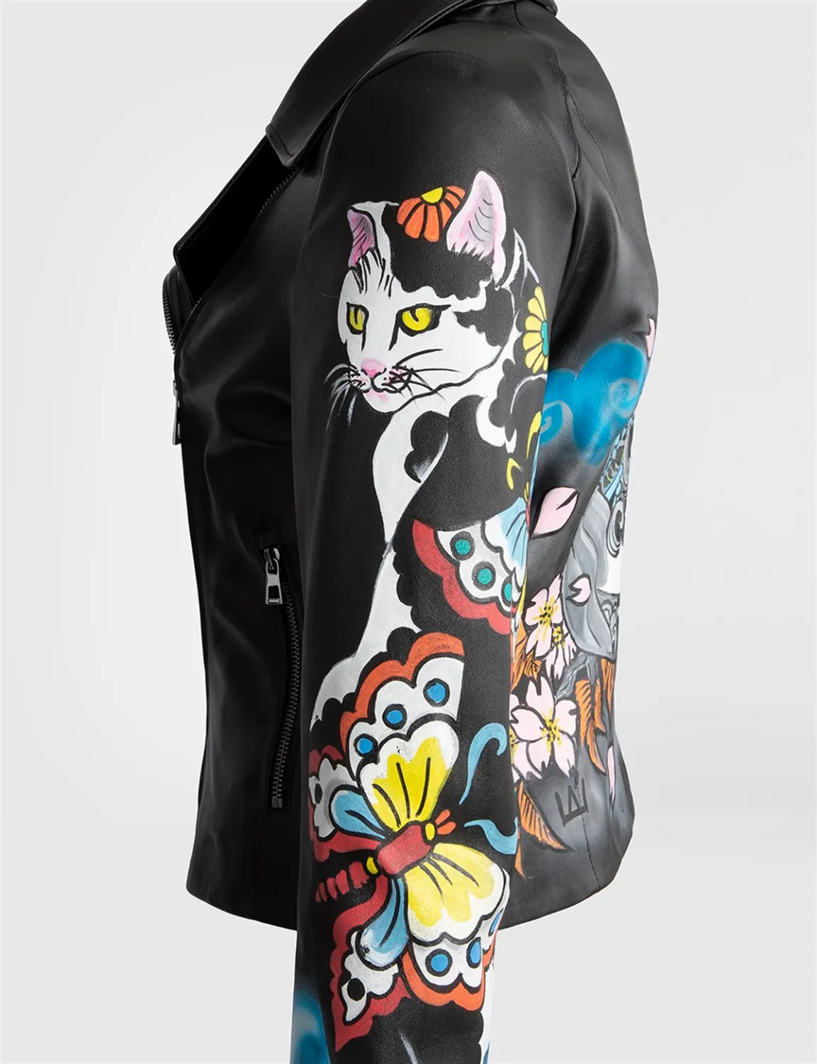 Surtsey Hakiki Deri Kadın Siyah Biker Ceket