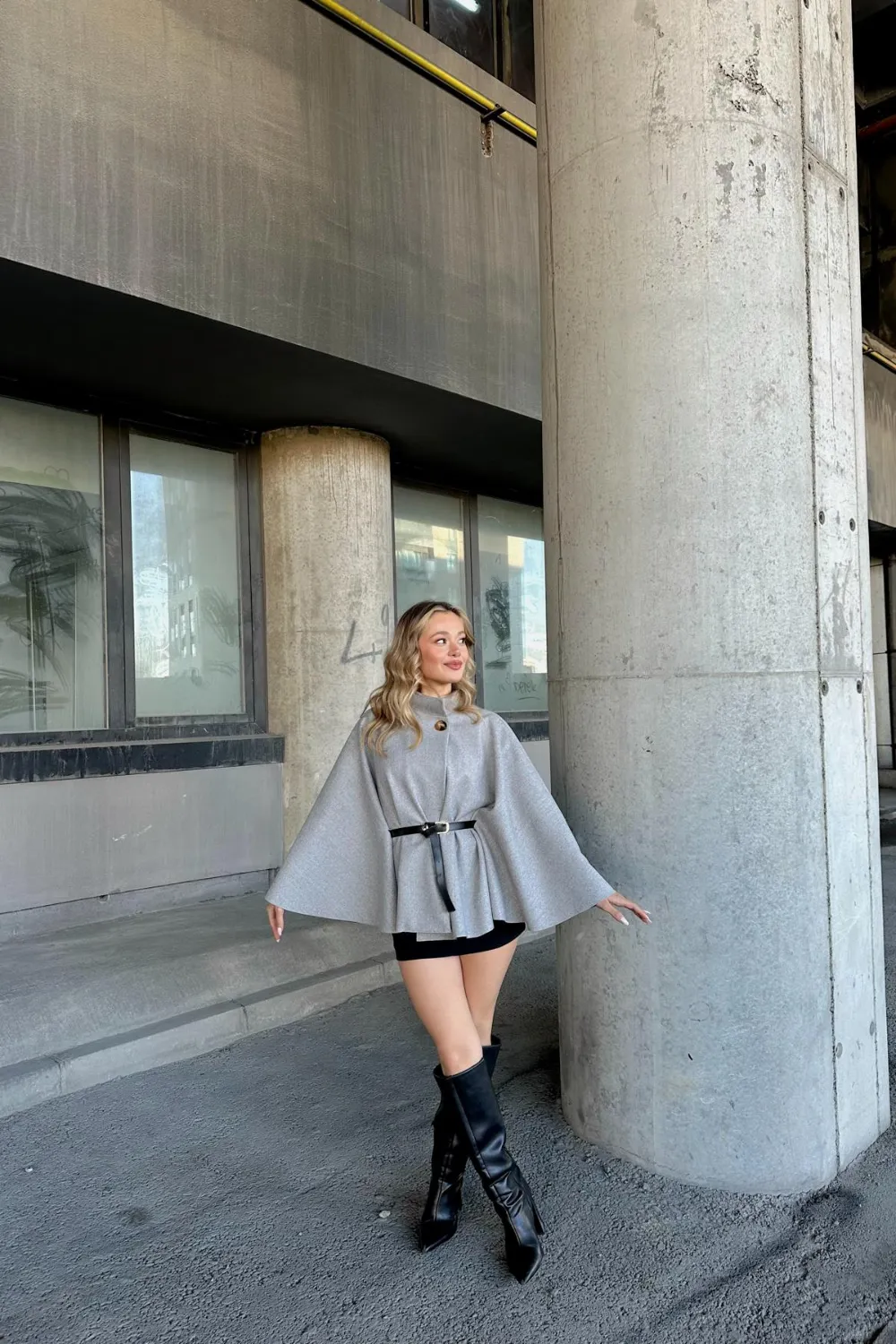 Kaşe Butterfly Ceket Gri