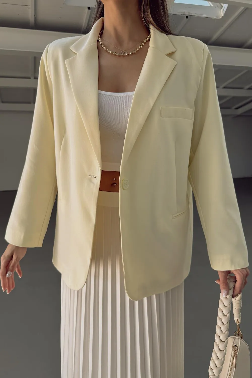 Süs Cep Blazer Sarı