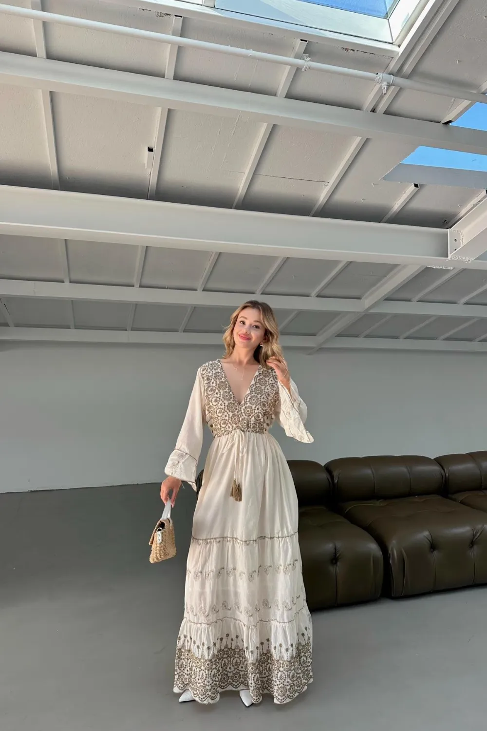 Etnik Helena Elbise Krem