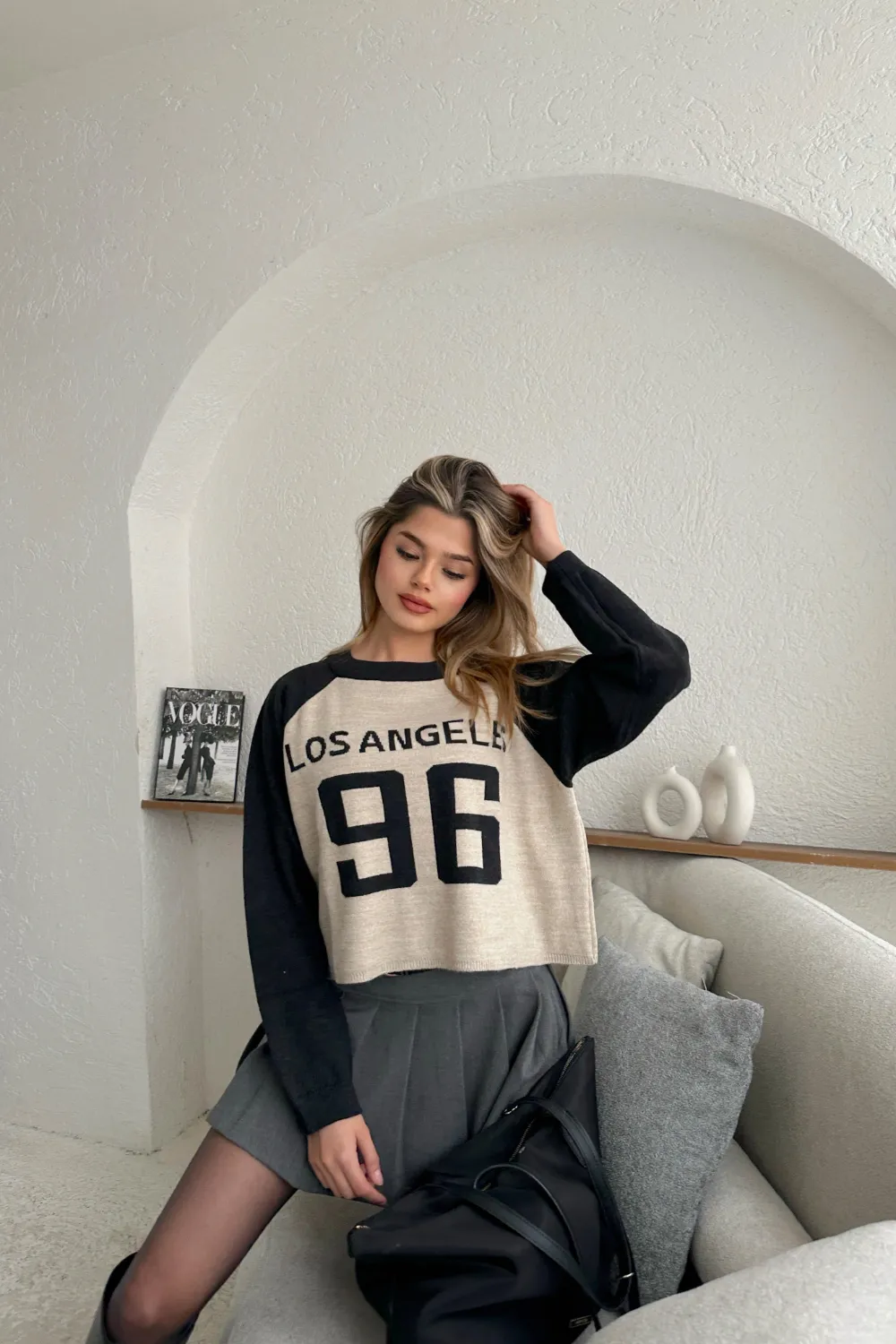 LA Triko Crop Kazak Taş