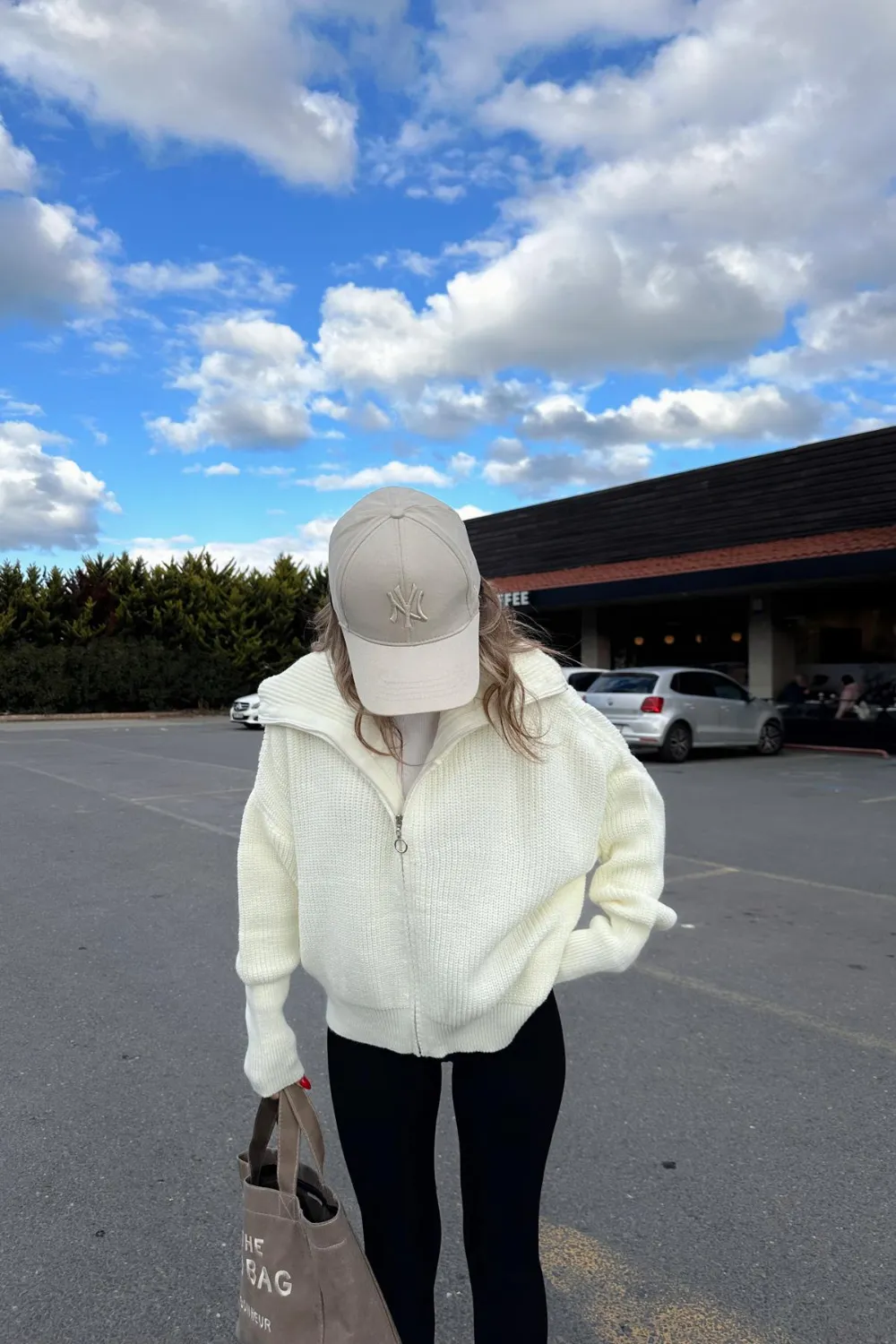 Nera Fermuarlı Triko Ekru