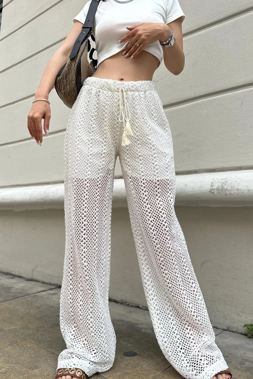 Ajurlu Pantolon Ekru