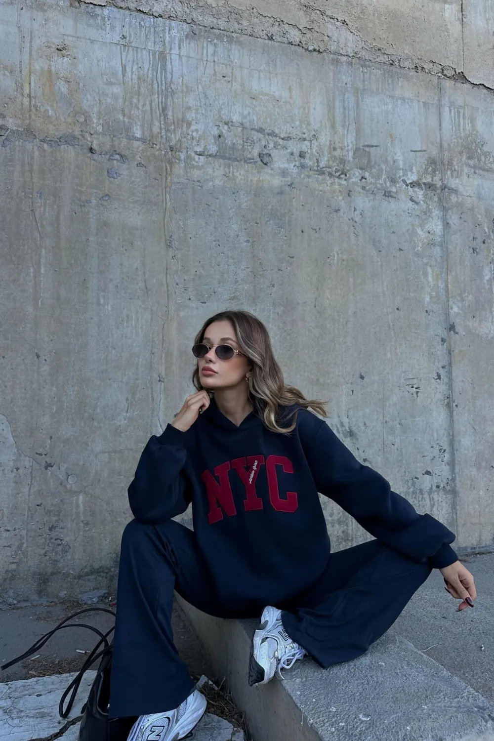 Nyc Nakışlı Sweat Lacivert