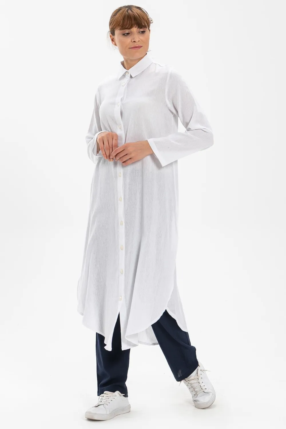 Edanur Şile Bezi Mevsimlik ve Yazlık Tunik Beyaz Byz