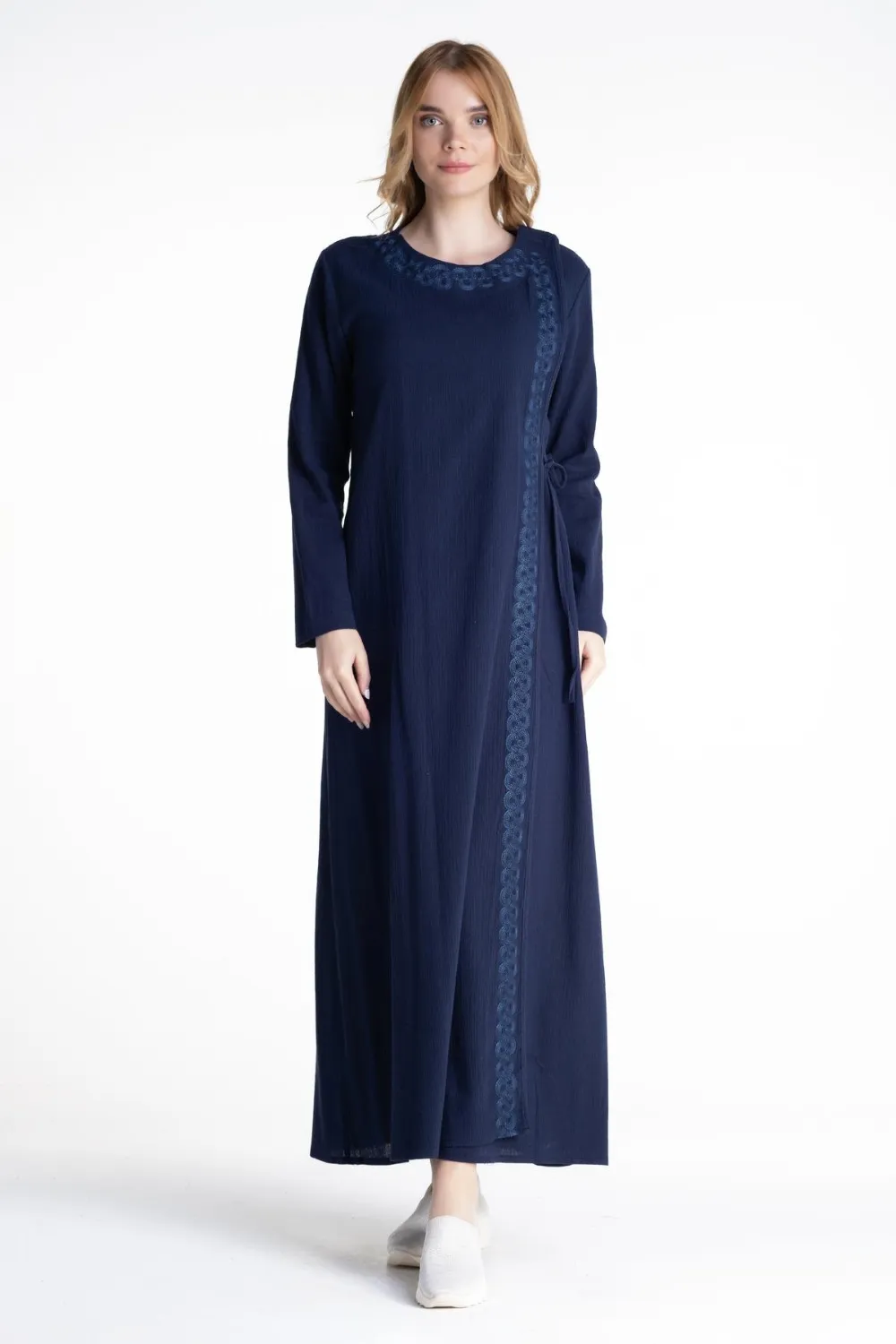 Nakışlı Şile Bezi Mevsimlik Ferace Lacivert Lcvt