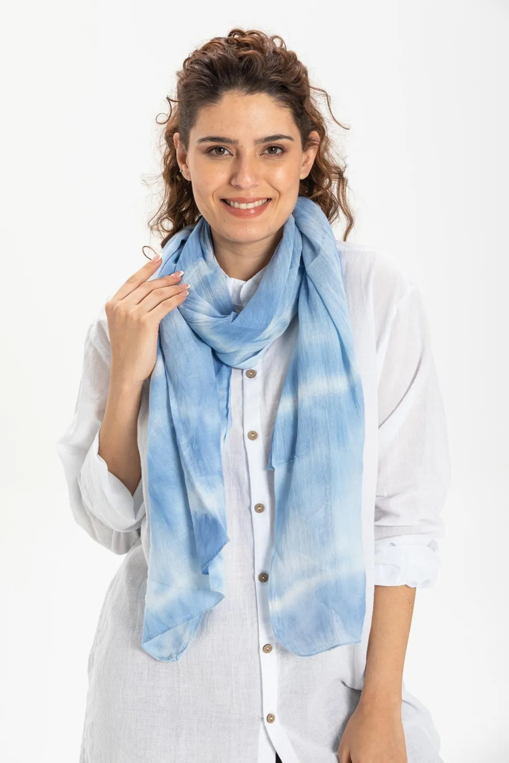 Pamuk Batikli Şal Mavi mv