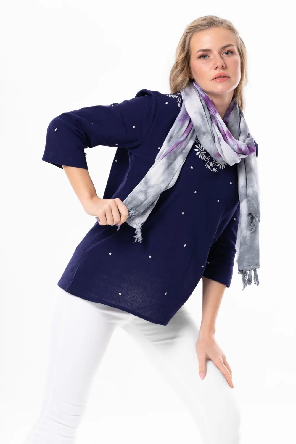 Pamuk Batikli Şal Renkli Rnk