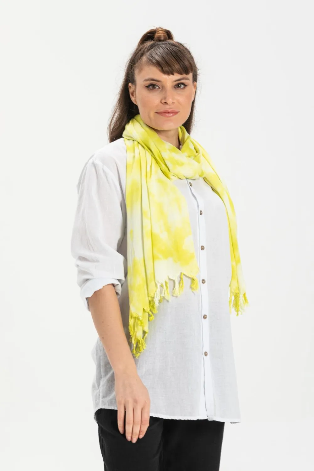 Pamuk Batikli Şal Sarı Sarı