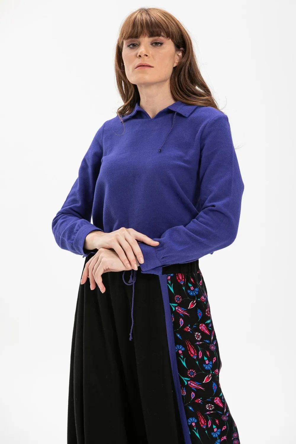 Uzun Kol İlayda Pazen Sonbahar ve Kışlık Bluz Saks Sks