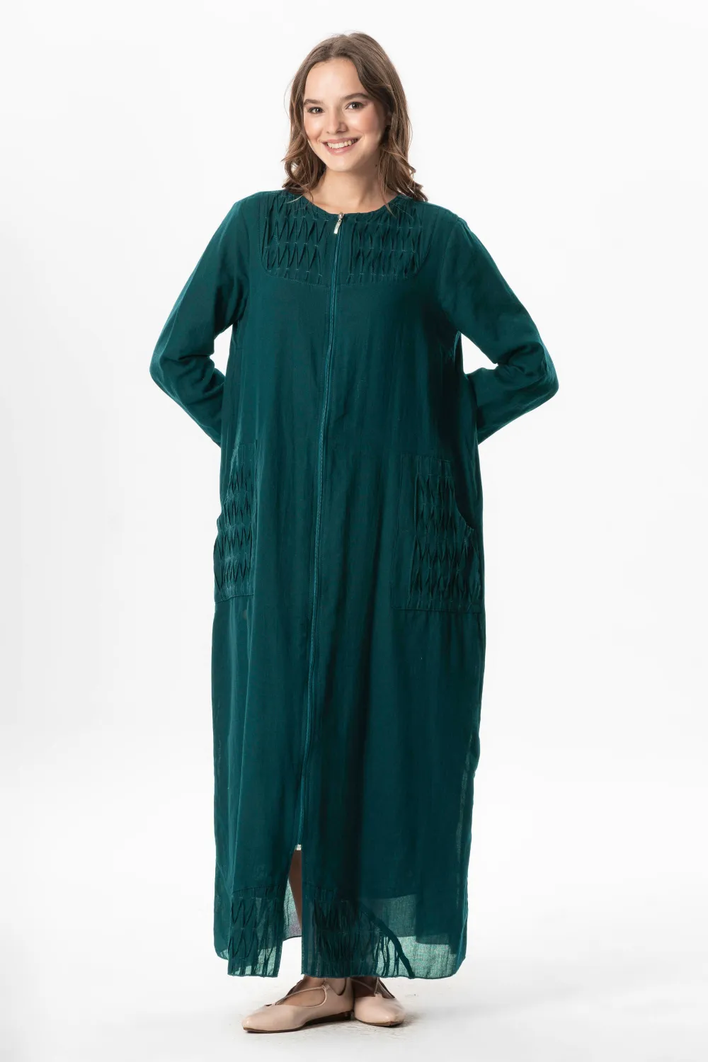 Uzun Kol Vual Tülay Nervürlü Yazlık Ferace Petrol Ptrl