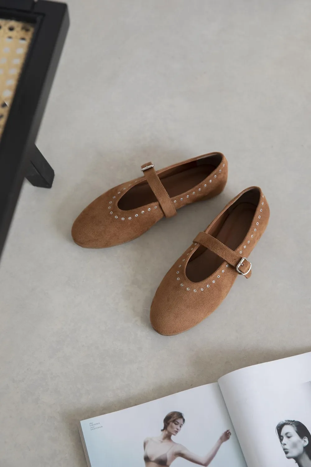 Abner  Kadın Drop Detay Süet Babet Taba