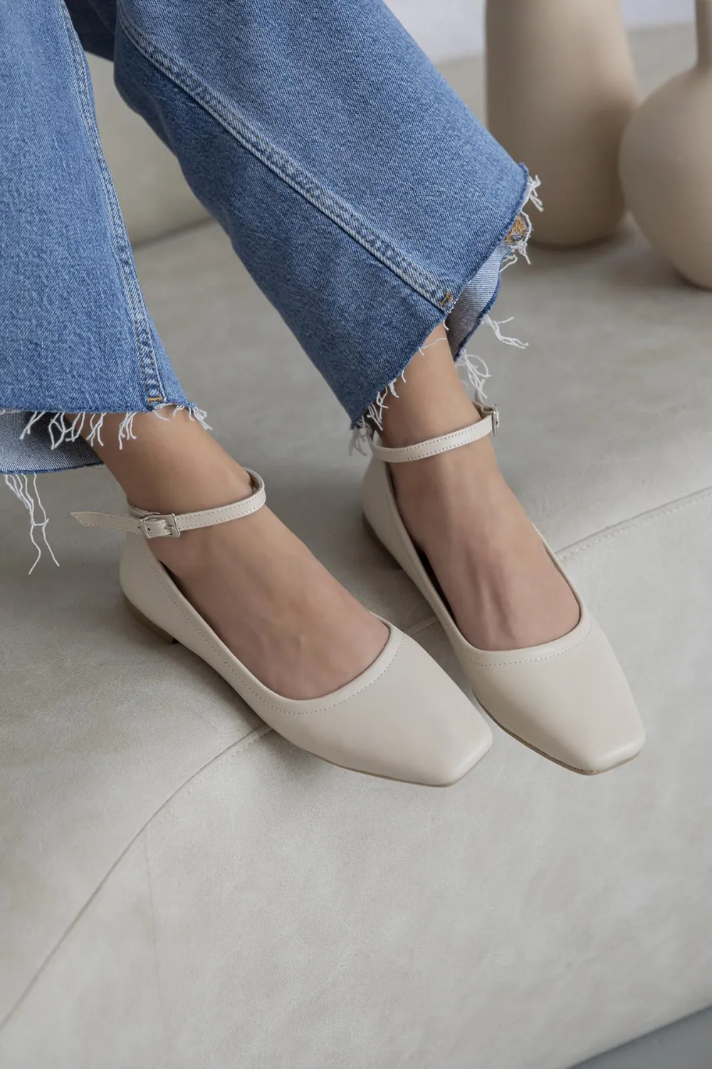 Aspen Kadın Kemer  Detay  Hakiki Deri  Babet Bej