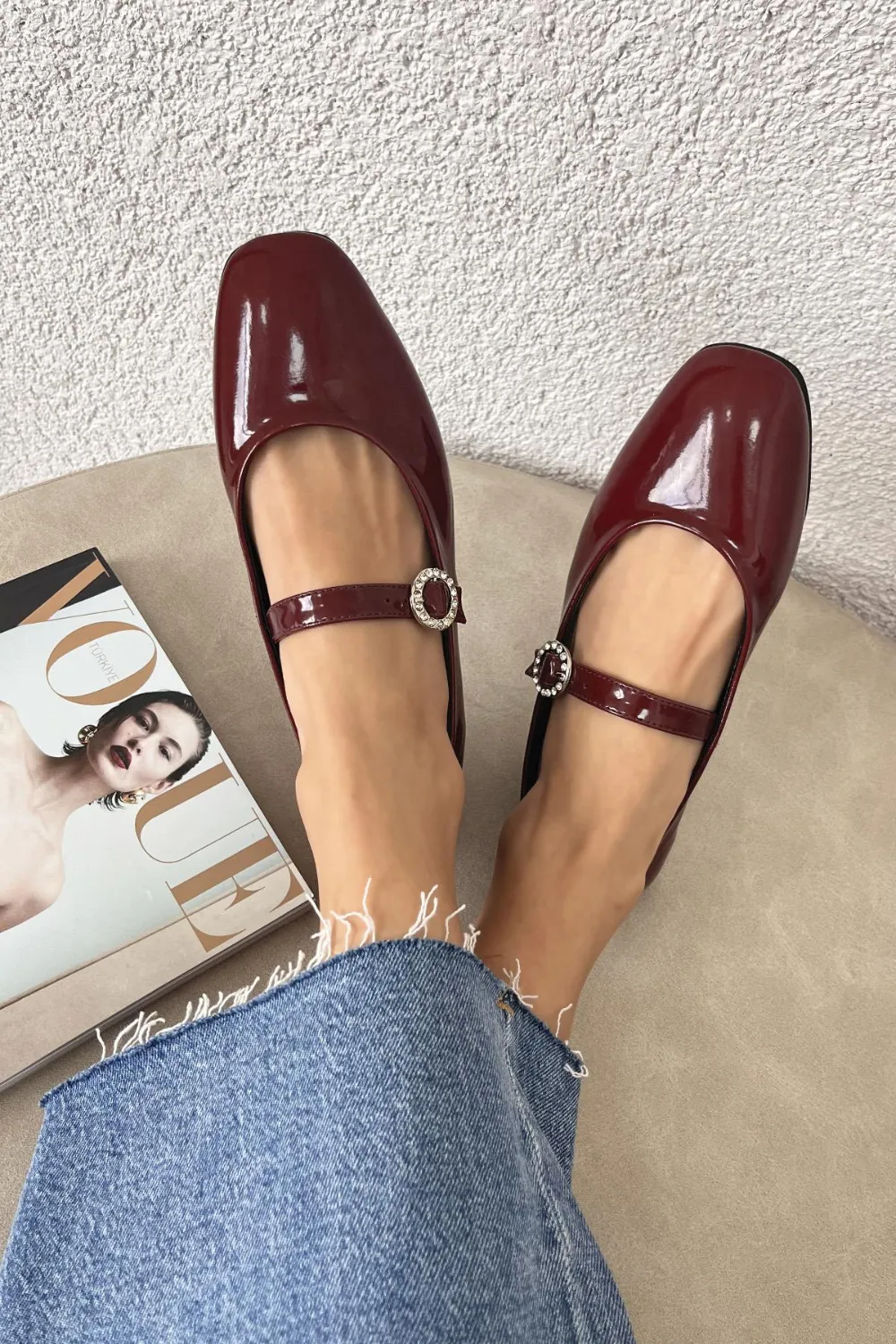 Berny  Kadın  Kemer  Detay  Rugan  Babet Bordo