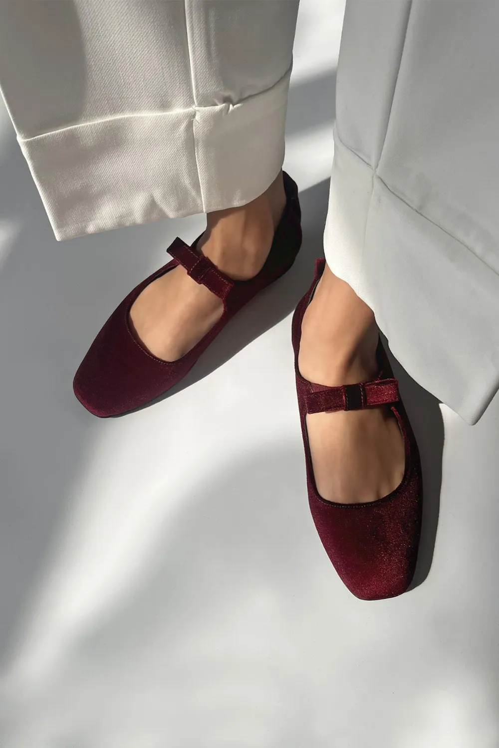 Foden Kadın  Kurdela  Detay  Kadife  Babet Bordo