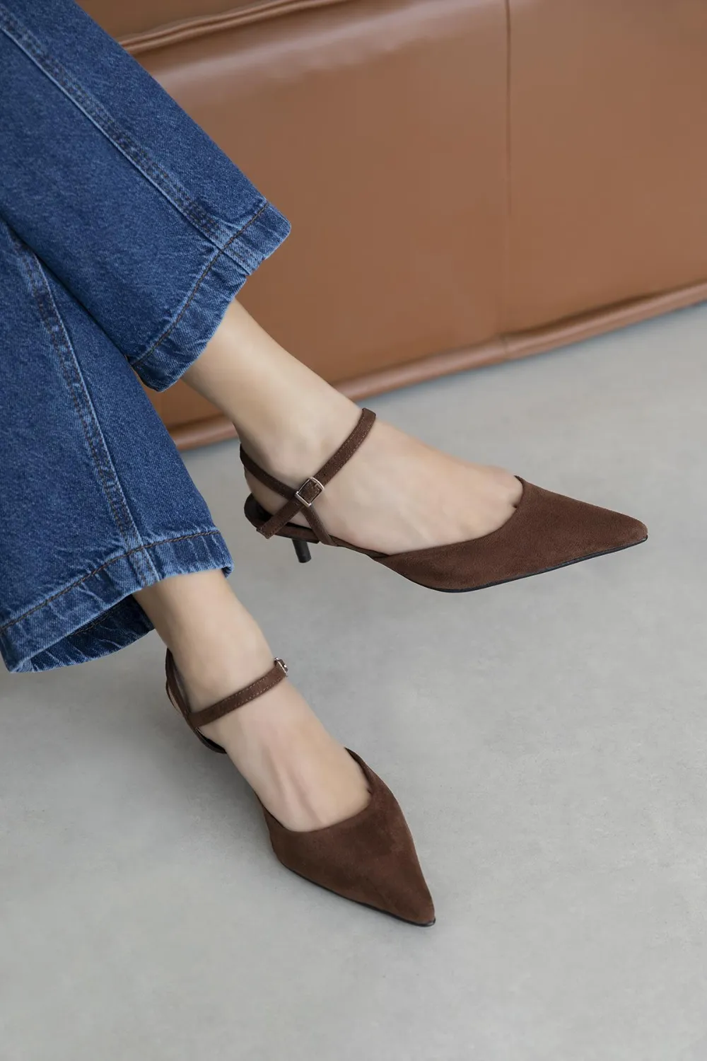 Melvin Kadın Topuklu Süet  Ayakkabı Kahve